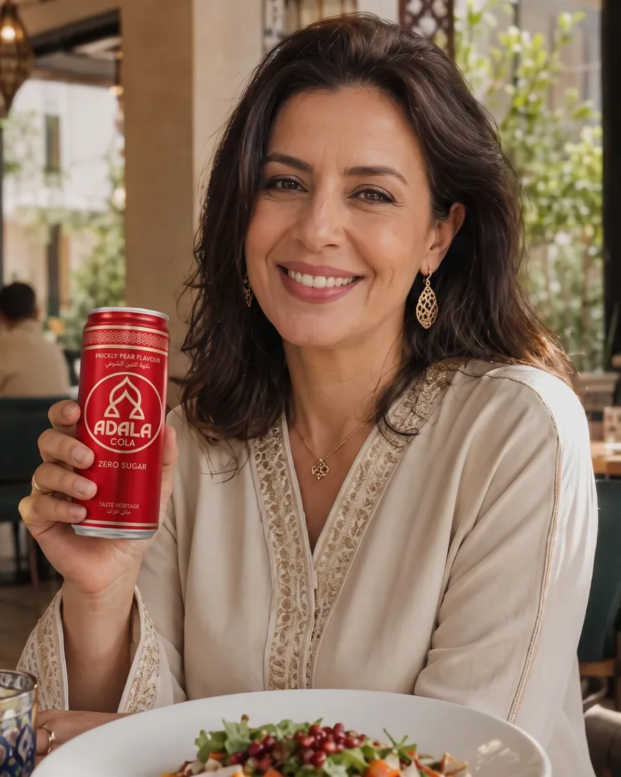 Ambassadrice in een restaurant met Adala Cola